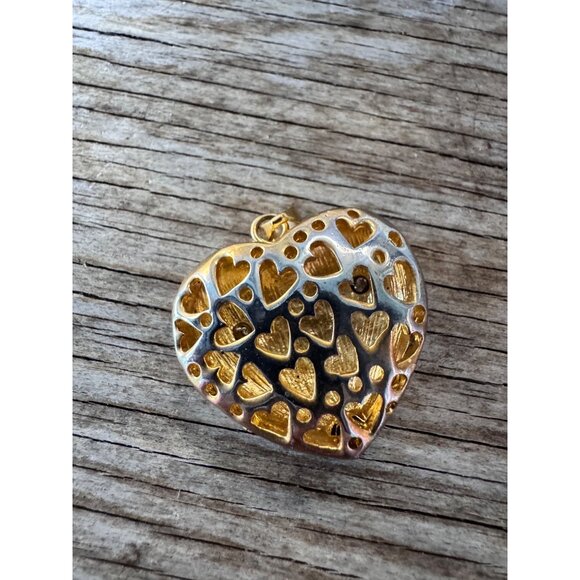 Juicy Couture Gold Tone Pave Crystal Heart Charm Pendant Openwork Hearts Logo - Picture 4 of 7